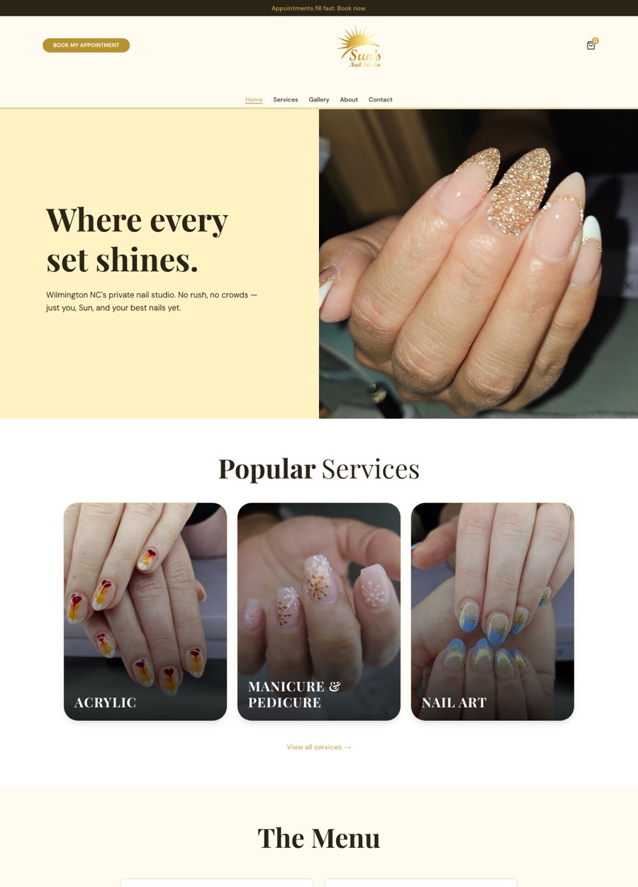 Sun's Nail Studio's new Forge Studio homepage