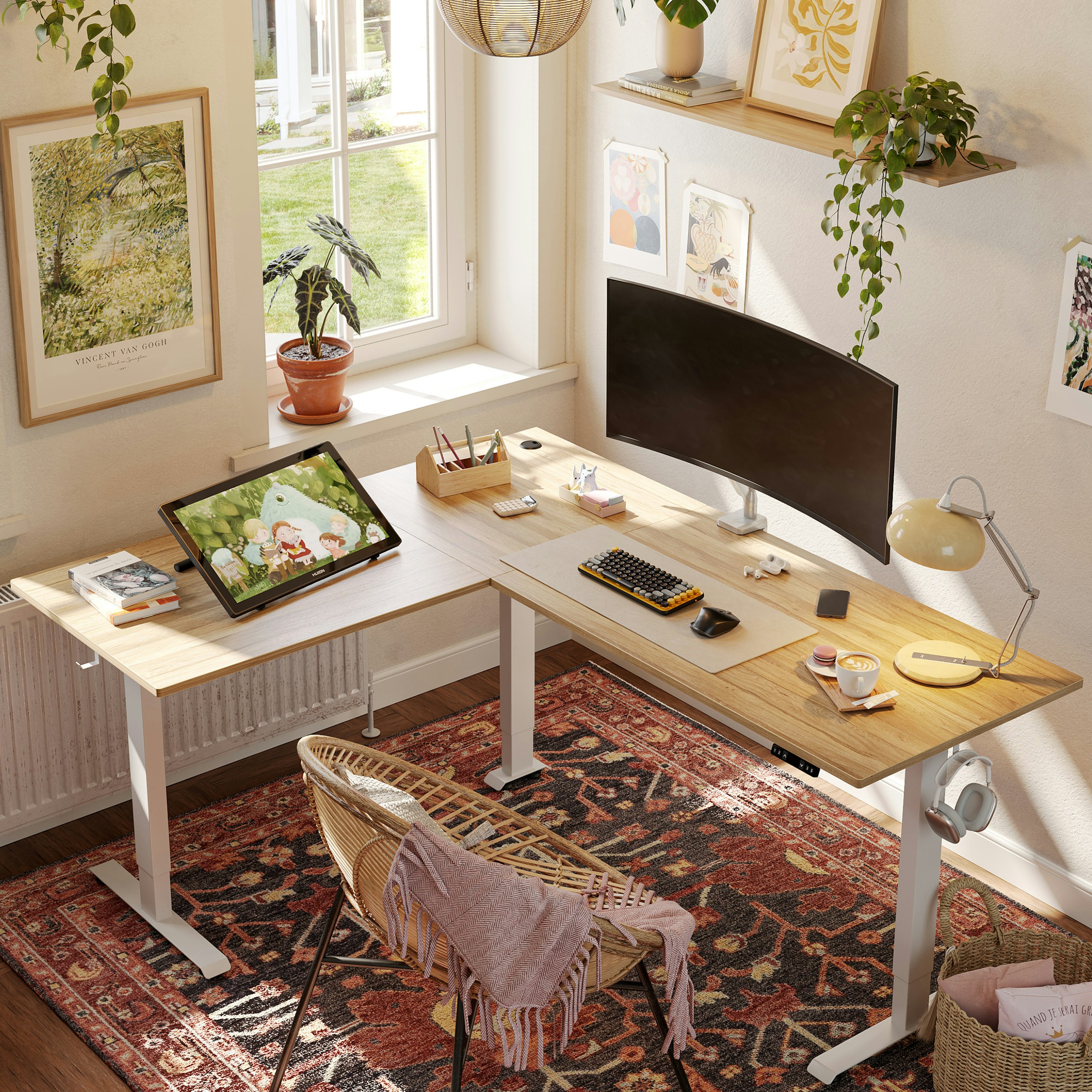 Premium workspace with natural light and plants